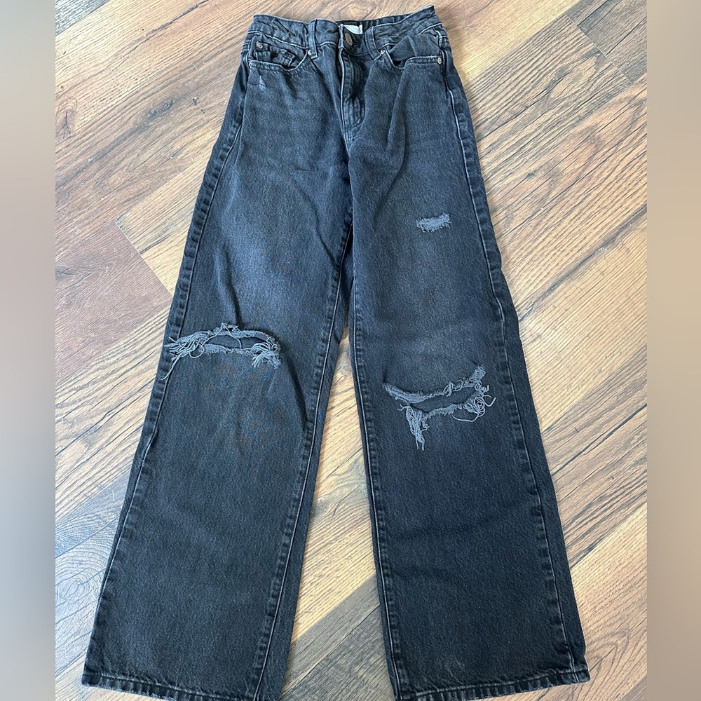Garage Women's Black Wide-Leg Distressed Jeans